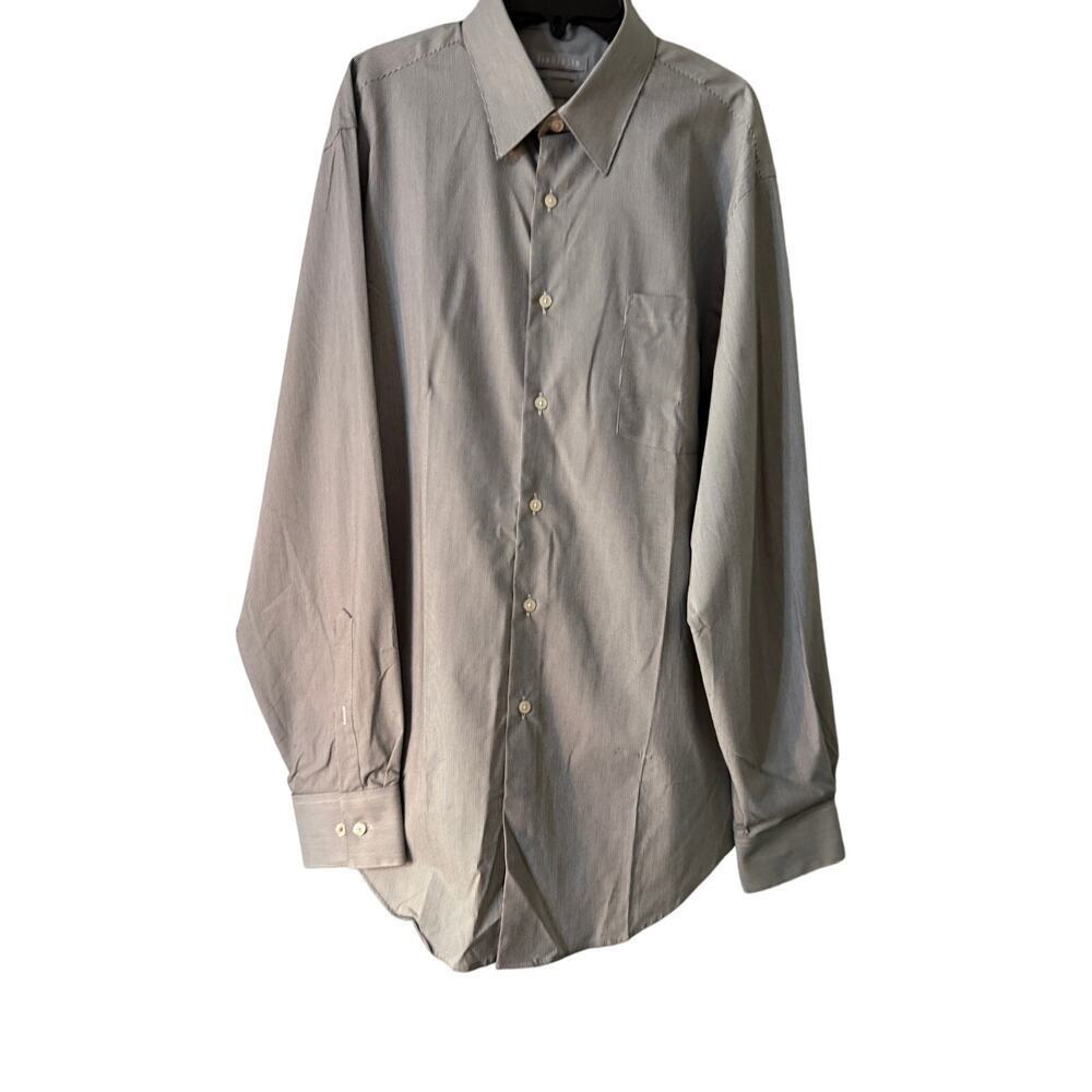 Van Heusen Men's Green Stripe Dress Shirt Size 16 1/2‎ 34/35